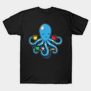 Cute Kawaii Octopus Drinking Coffee - Octopus Coffee graphic T-Shirt